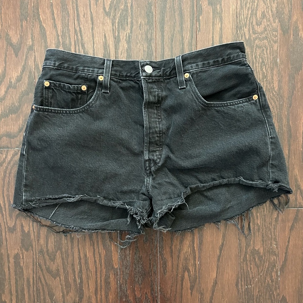 Levi's Black Denim High Rise Cutoff Shorts, Size 32
